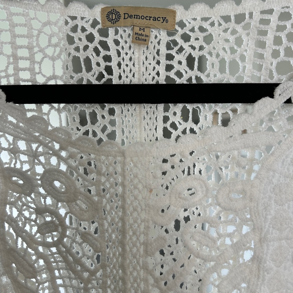 Democracy White Crochet Lace Peasant Blouse - Picture 2 of 5